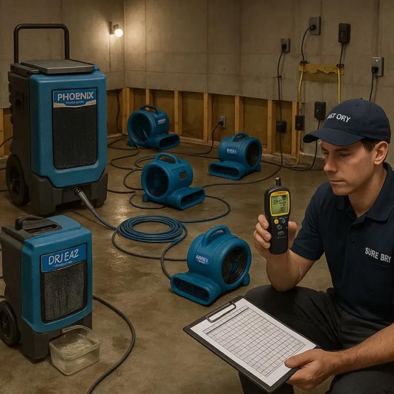 Structural Drying and Dehumidification process in Perry, MI
